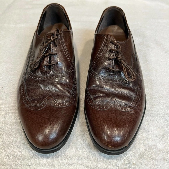 VTG Oakwood Kidskin Upper Oxford Wingtip Brown Men’s Shoes USA Made 9 Beautiful main image 11